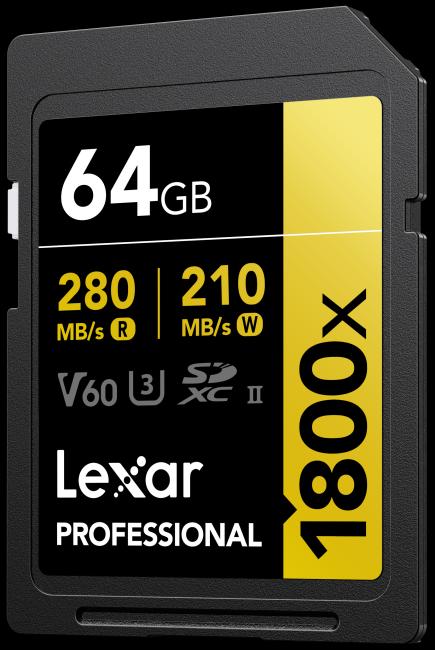 Image du produit Lexar Professional 1800x (64 Go, SDXC, U3, UHS-II)