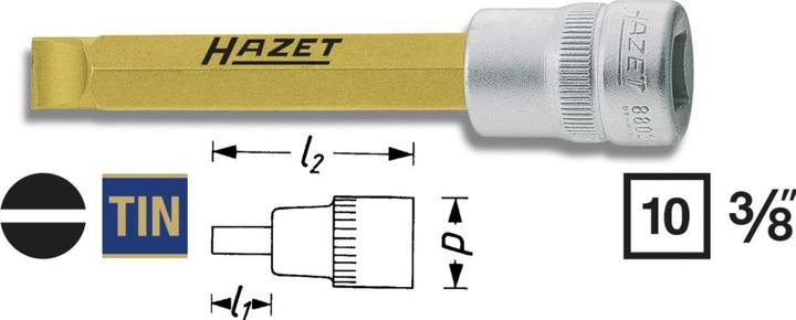 Produktbild HAZET Schraubendreher-Steckschlüsseleinsatz 8803-1.6X10 ∙ Vierkant10 mm (3/8 Zoll) ∙ Schlitz Profil… (10 mm)