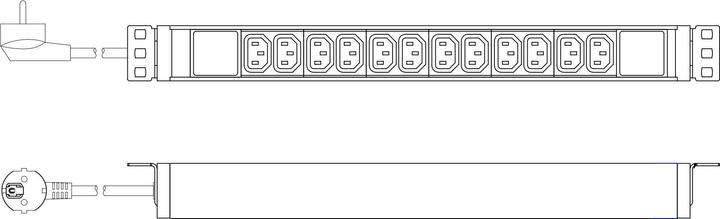 Actual product image Digitus 1U Aluminum PDU rackmountable 12xC13 16A 230VAC 50/60Hz Safety plug