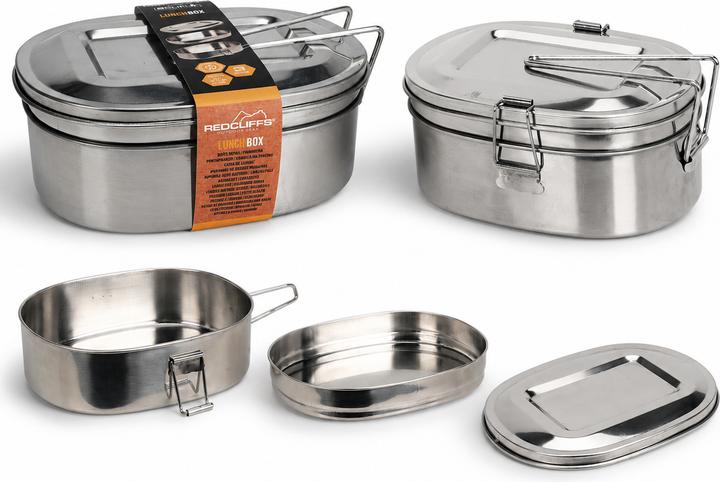 Produktbild Mojawo Lunchbox aus Edelstahl 2 Stück 1250 ml Tragegriff und Metallverschluss