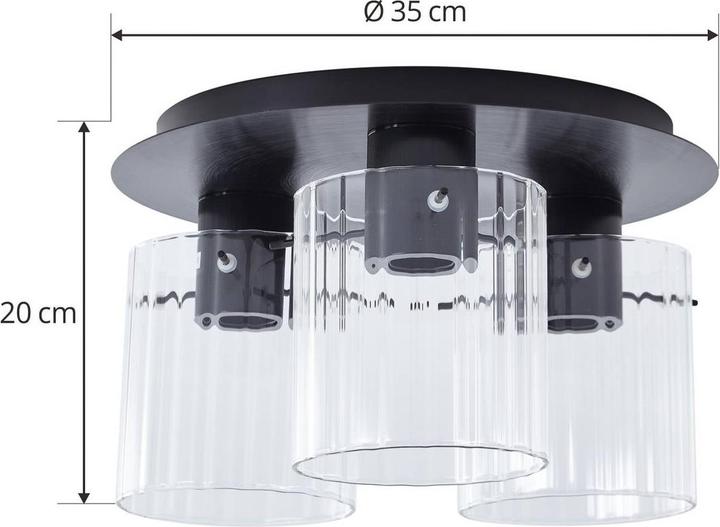 Produktbild Lucande Eirian 3 Deckenleuchte Clear/Black (E27)