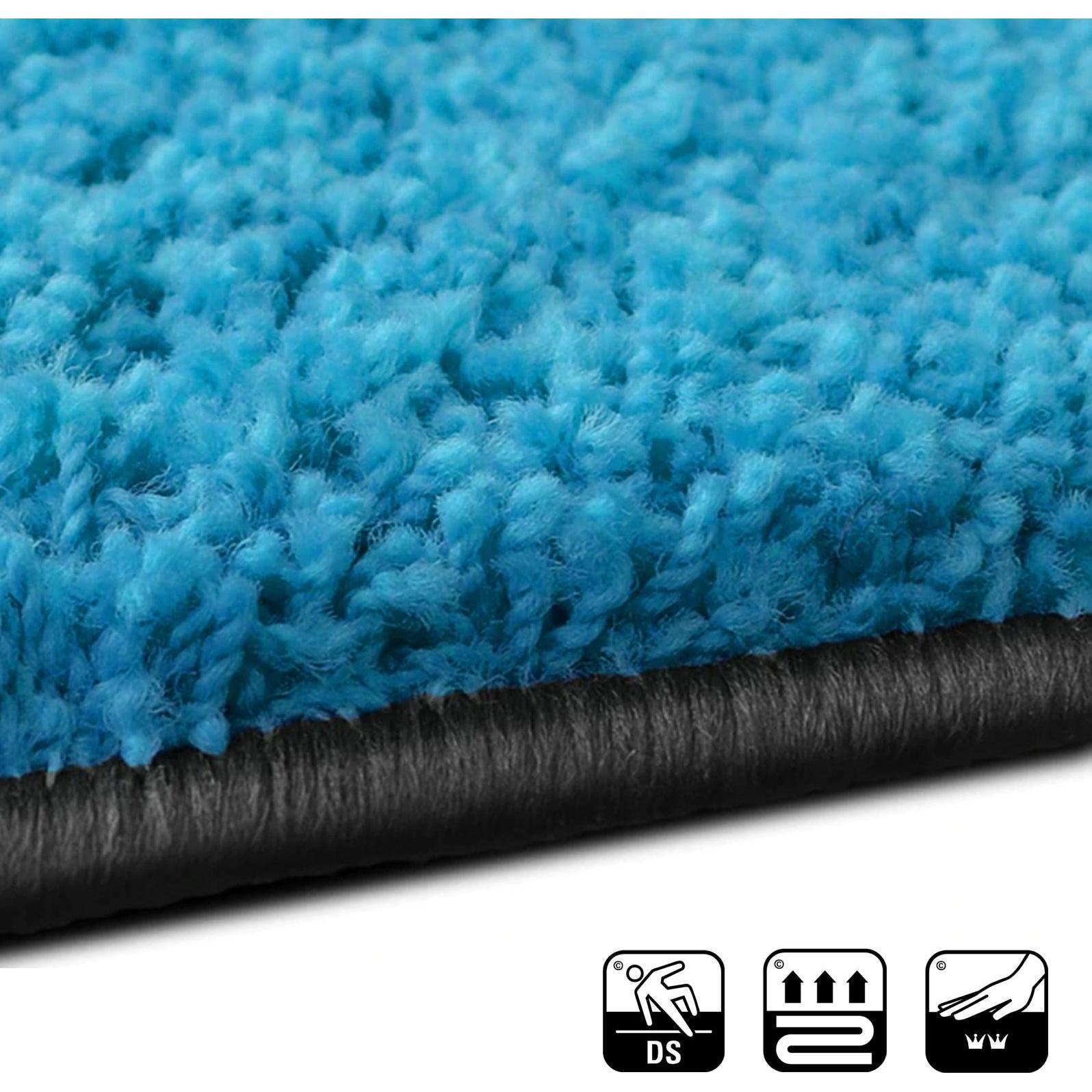 Thumbnail - Karat, Teppich, ShaggyBettumrandungBarcelona, Hellblau, 2x 67 x 130 cm und 67 x 330 cm (67 x 130 cm, 67 x 330 cm)