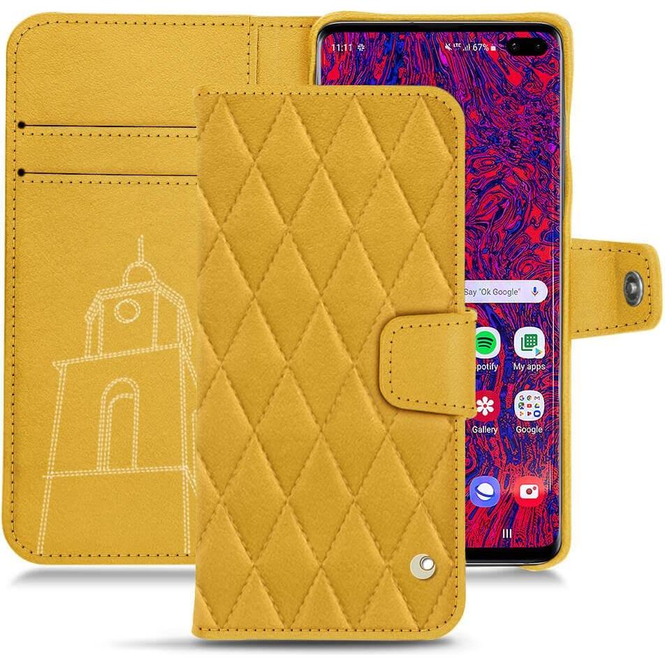 Noreve Lederschutzhülle Wallet (Samsung Galaxy S10 5G), Smartphone Hülle, Orange