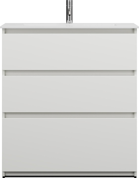 Immagine prodotto burgbad Lavabo in getto minerale Lin20 colore bianco opaco con mobiletto 3 cassetti, 820x365x902 mm