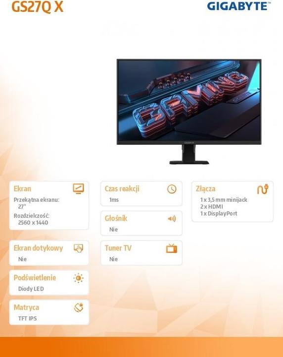 Produktbild Gigabyte GS27Q X (2560 x 1440 Pixel, 27")