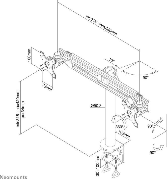 Actual product image Neomounts FPMA-D700D monitor table mount (Table, 27", 16 kg)