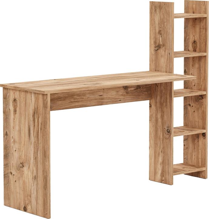 Produktbild En.Casa Schreibtisch mit Regal Chagtuniejle 150x45x120 cm Holzoptik