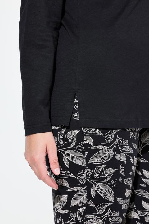 Immagine prodotto Ulla Popken Maglia dal taglio aderente in cotone biologico con collo da risvoltare e maniche lunghe (54)