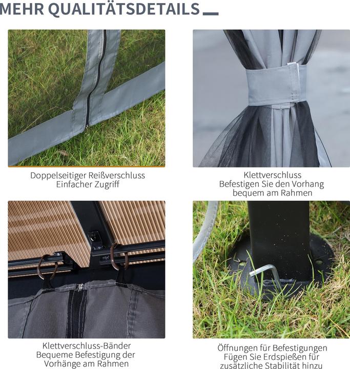 Produktbild Outsunny Gartenpavillon mit Reissverschlüssen (300 cm, 400 cm)