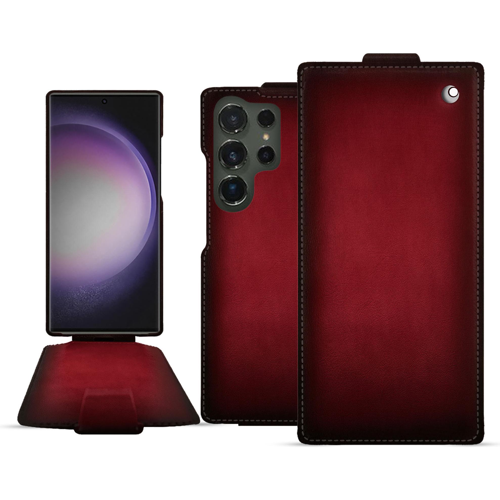 Thumbnail - Noreve Lederschutzhülle vertikal (Samsung Galaxy S24 Ultra), Smartphone Hülle, Rot