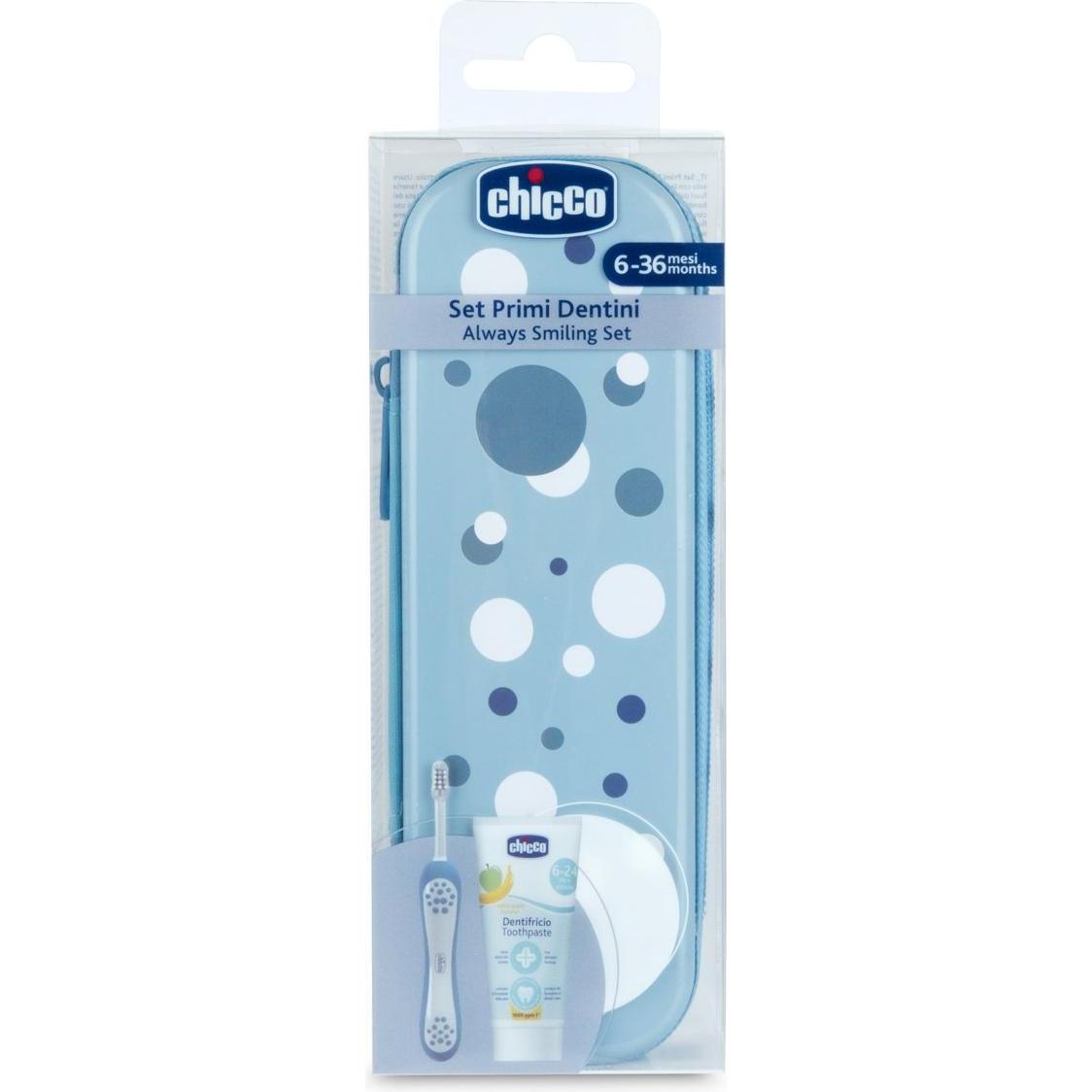 Thumbnail - Chicco, Handzahnbürste, Oral Set BLUE POIS, mit Fluorid - 6m+ (1 x)