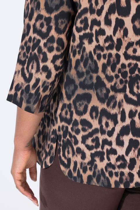 Actual product image Ulla Popken Leopard Print 3/4 Sleeve Lyocell Blouse (54)