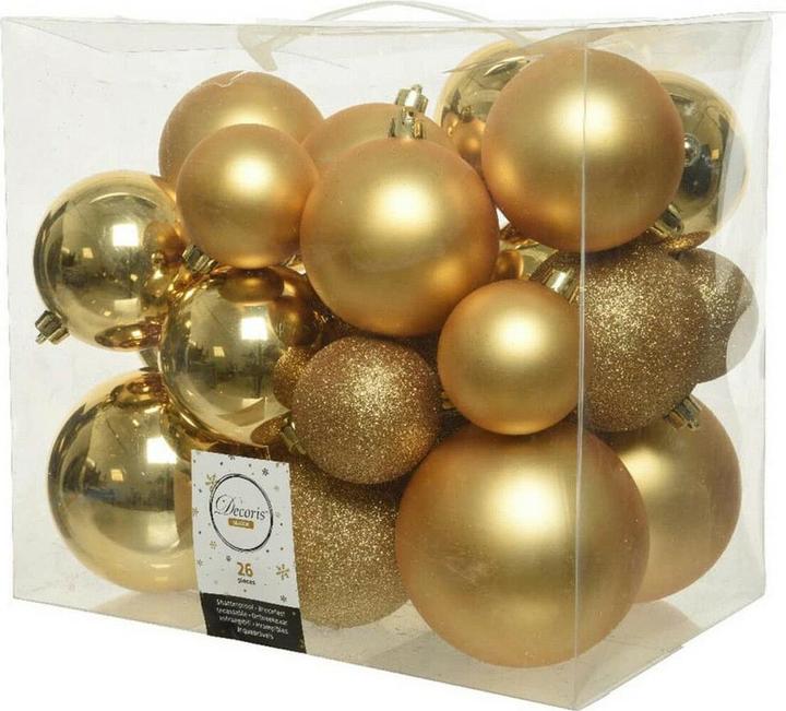 Decoris Christmas tree baubles gold (26 pieces) (26-part)