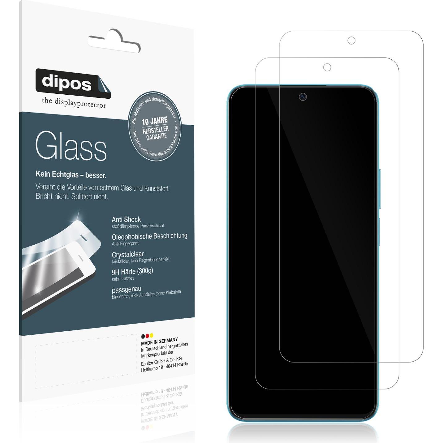 Dipos Displayschutz Anti-Shock (2 Stück, Honor X8a), Smartphone Schutzfolie, Transparent