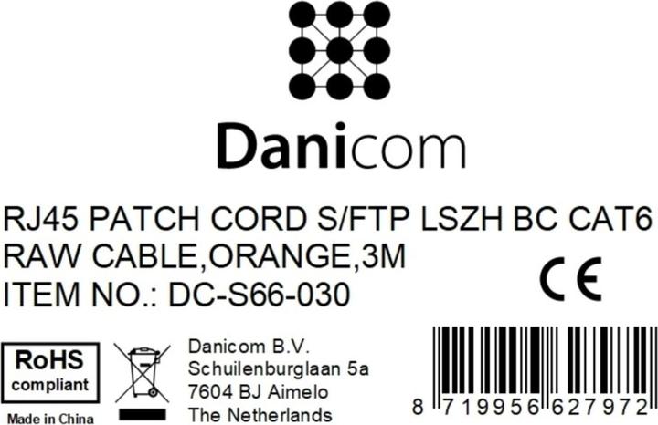 Produktbild Dsit CAT 6 Netzwerkkabel LSOH (S/FTP, CAT6, 3 m)