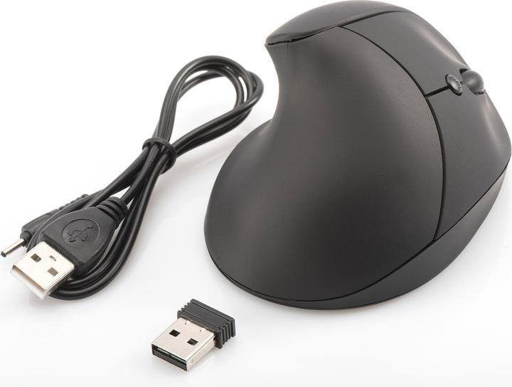 Immagine prodotto Digitus Ergonomico verticale senza fili a 6 pulsanti 1600 dpi nero (Senza fili)
