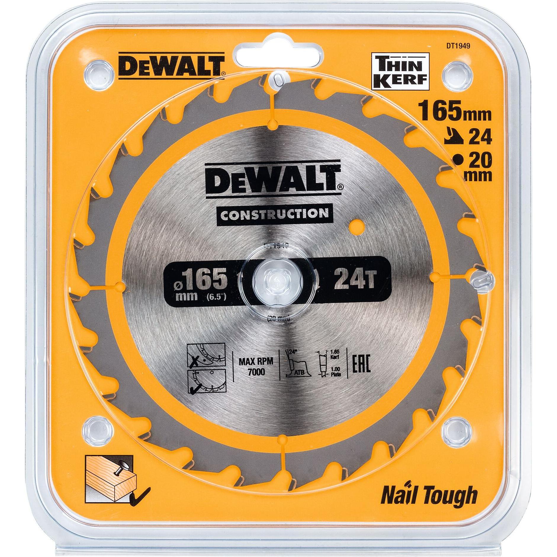 DeWalt, Sägeblatt, Kreissaegeblatt Akku 165/20mm 24WZ