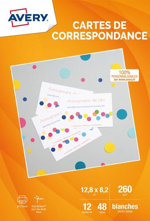 Actual product image Avery Dennison Quick&Clean C2318 - White - 82.6 x 127 mm - 260 g/m² - 100 card(s) (25 sheets x 4) business cards (A4)