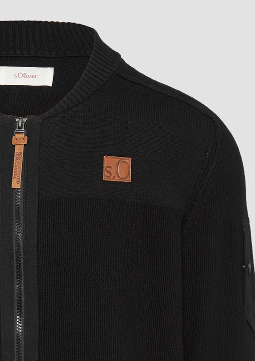 Produktbild S.Oliver Strickjacke Strickjacke aus Fabricmix mit Bomber-Kragen (M)