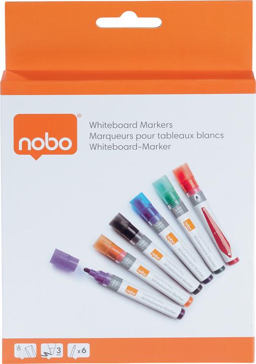 Immagine prodotto Nobo Pennarelli per lavagne a inchiostro liquido (Multicolore, 3 mm, 6 x)