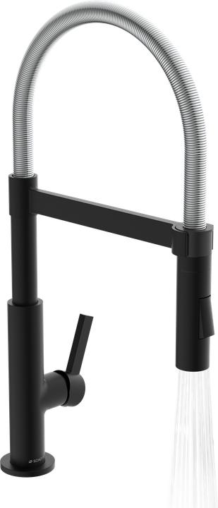 Image du produit Schütte Robinet de cuisine MIAMI Robinet d'évier à ressort chromé noir mat Pivotant 79146