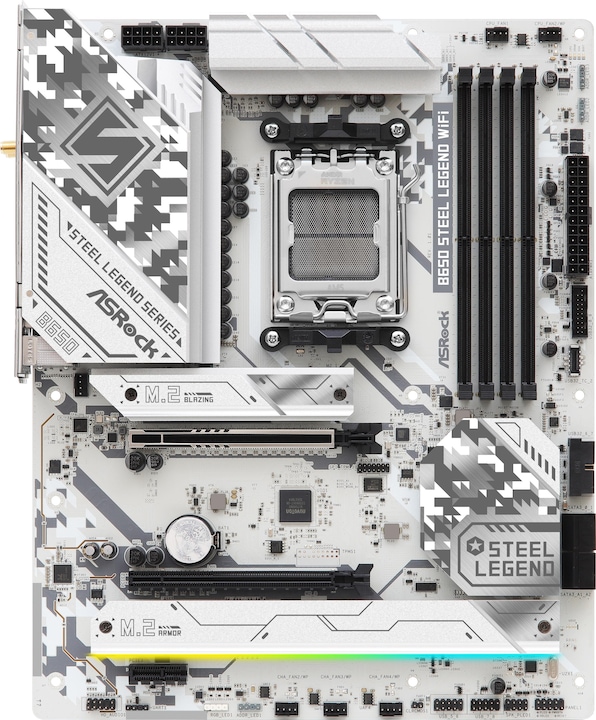 Actual product image AsRock B650 STEEL LEGEND WiFi White ATX AM5 retail (AM5, AMD B650, ATX)