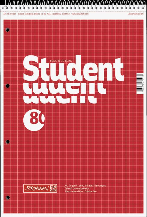 Actual product image 5 college pads Student size 28 chequered DIN A4 inside and outside margins (A4, Checked)