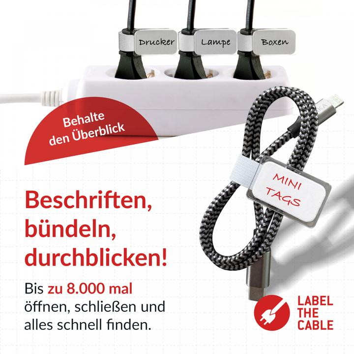 Produktbild Label-the-cable kleine Klettbinder mit Etikette (Klettkabelbinder, 90 mm, 10 Stk.)
