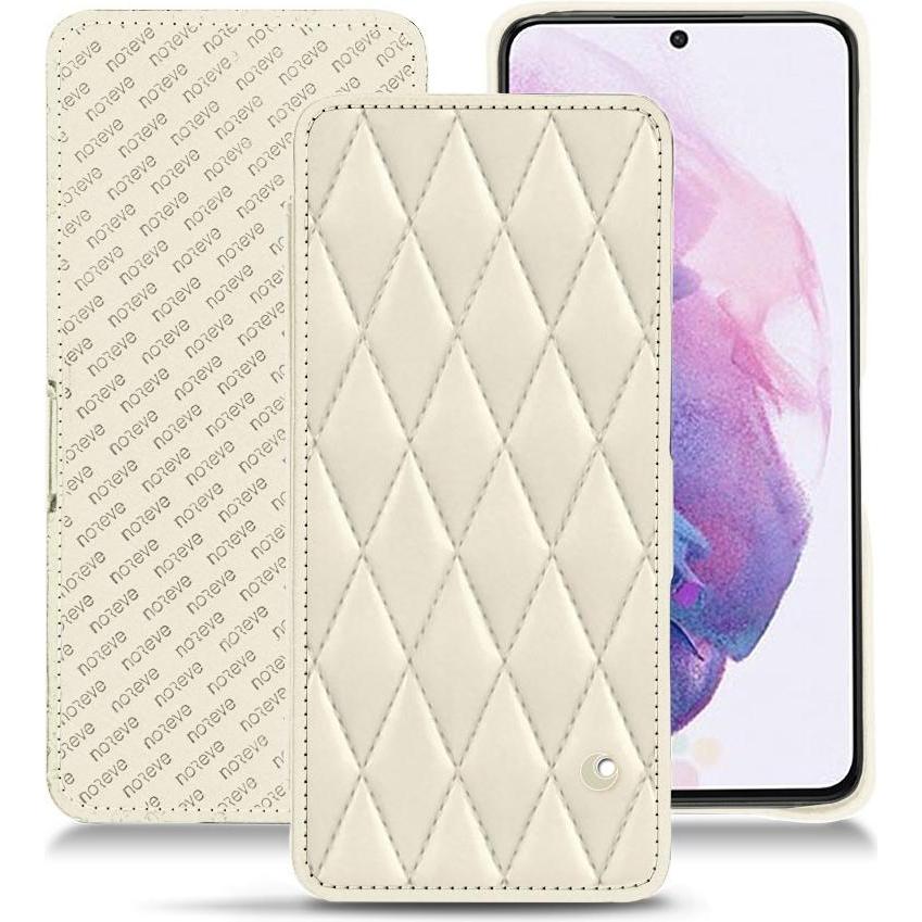 Noreve Lederschutzhülle horizontal (Samsung Galaxy S21), Smartphone Hülle, Weiss