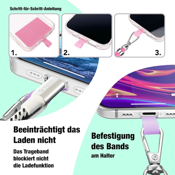 Productafbeelding Nalia Universele mobiele telefoonketting met pad