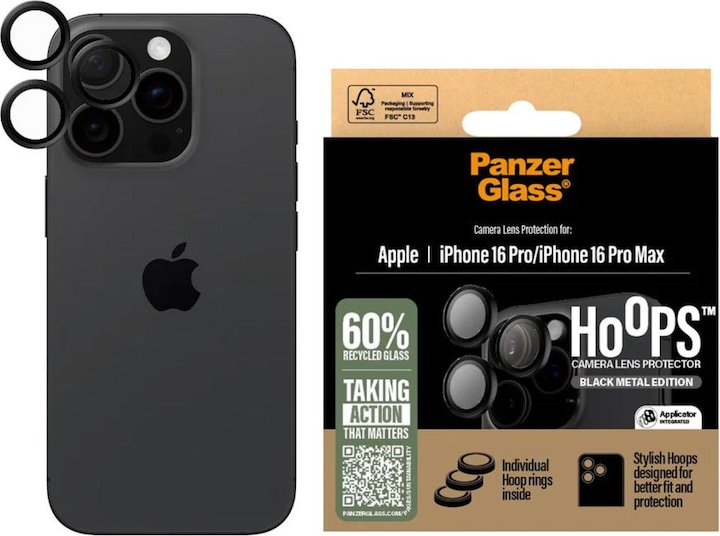 Produktbild PanzerGlass Hoops Camera Lens Protector (1 Stück, Apple iPhone 16 Pro, Apple iPhone 16 Pro Max)