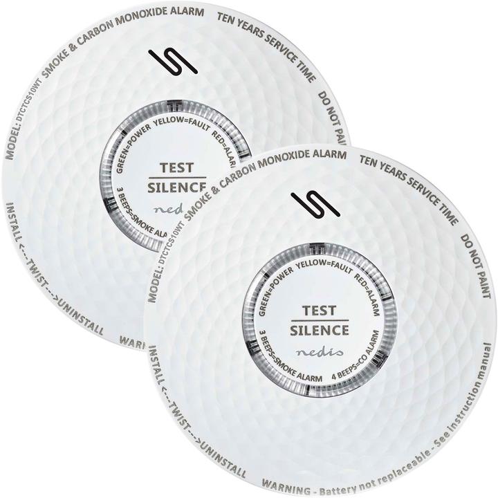 Image du produit Nedis 2er-Set Rauch & Kohlenmonoxid Melder, 85 dB