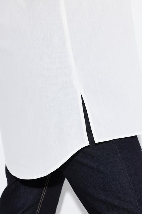 Immagine prodotto Ulla Popken Blusa lunga con scritta stampata sul retro, collo da camicia e maniche lunghe (46, 48)