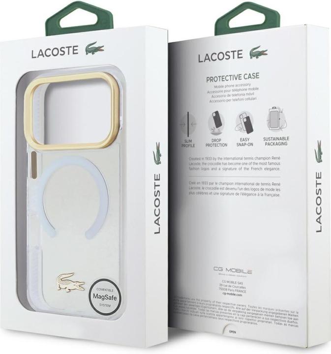 Immagine prodotto Lacoste Shockproof Transparent Frosted Gold Logo MagSafe Case for iPhone 17 Pro White (Apple iPhone 17 Pro)