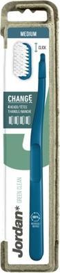 Actual product image Jordan Change Green Clean Eco-Friendly Toothbrush with Recycled Plastic Bio-Bristles and Replaceable (Medium, 1 x)