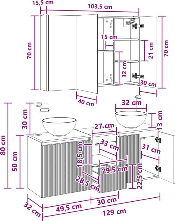 Produktbild vidaXL Badezimmer-Waschtisch