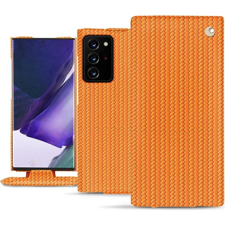 Noreve Lederschutzhülle vertikal (Samsung Galaxy Note 20 Ultra), Smartphone Hülle, Orange