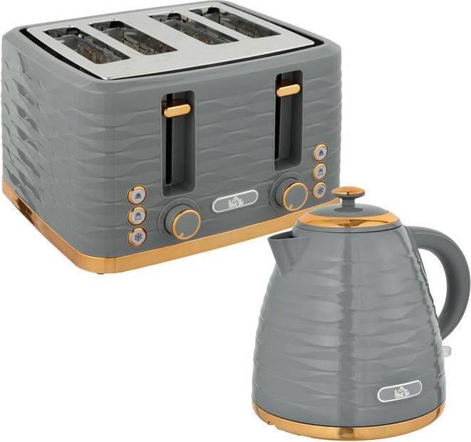 Produktbild Swisshandel24 Wasserkocher Toaster Set mit 1,7L Wasserkocher, 4 Scheiben Toaster Grau (1.70 l)