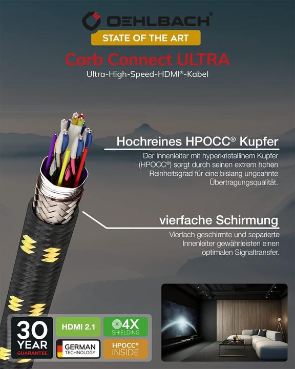 Produktbild Oehlbach Ultra High End HDMI 2.1 Kabel 8K 60Hz 4K 120Hz mit Hyperkristallinem Kupfer (7.50 m)
