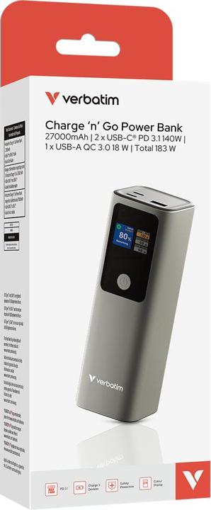 Actual product image Verbatim CnGo Power Bank 27000mAh 183W (27000 mAh, 183 W, 99.90 Wh)