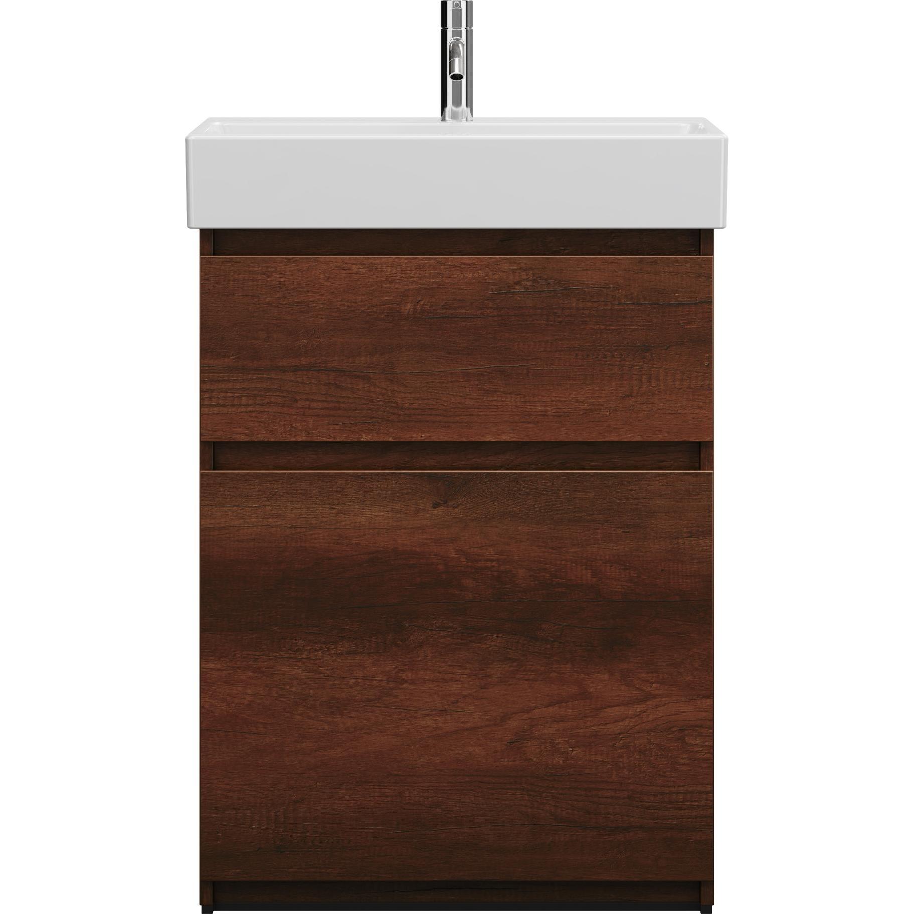 burgbad, Badmöbelset, Lin20 Keramik-Waschtisch hoch inklusive Waschtischunterschrank 2 Auszüge, 630x370x910mm, SG