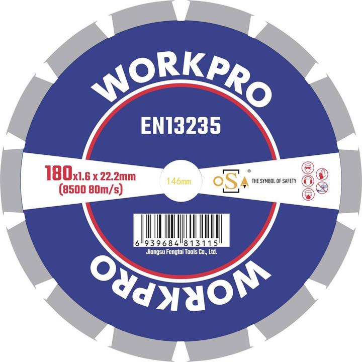 Produktbild Workpro GSOSSE-3 Trennscheibe 180 mm 1 St. Keramik, Porzellan, Marmor, Mauerwer