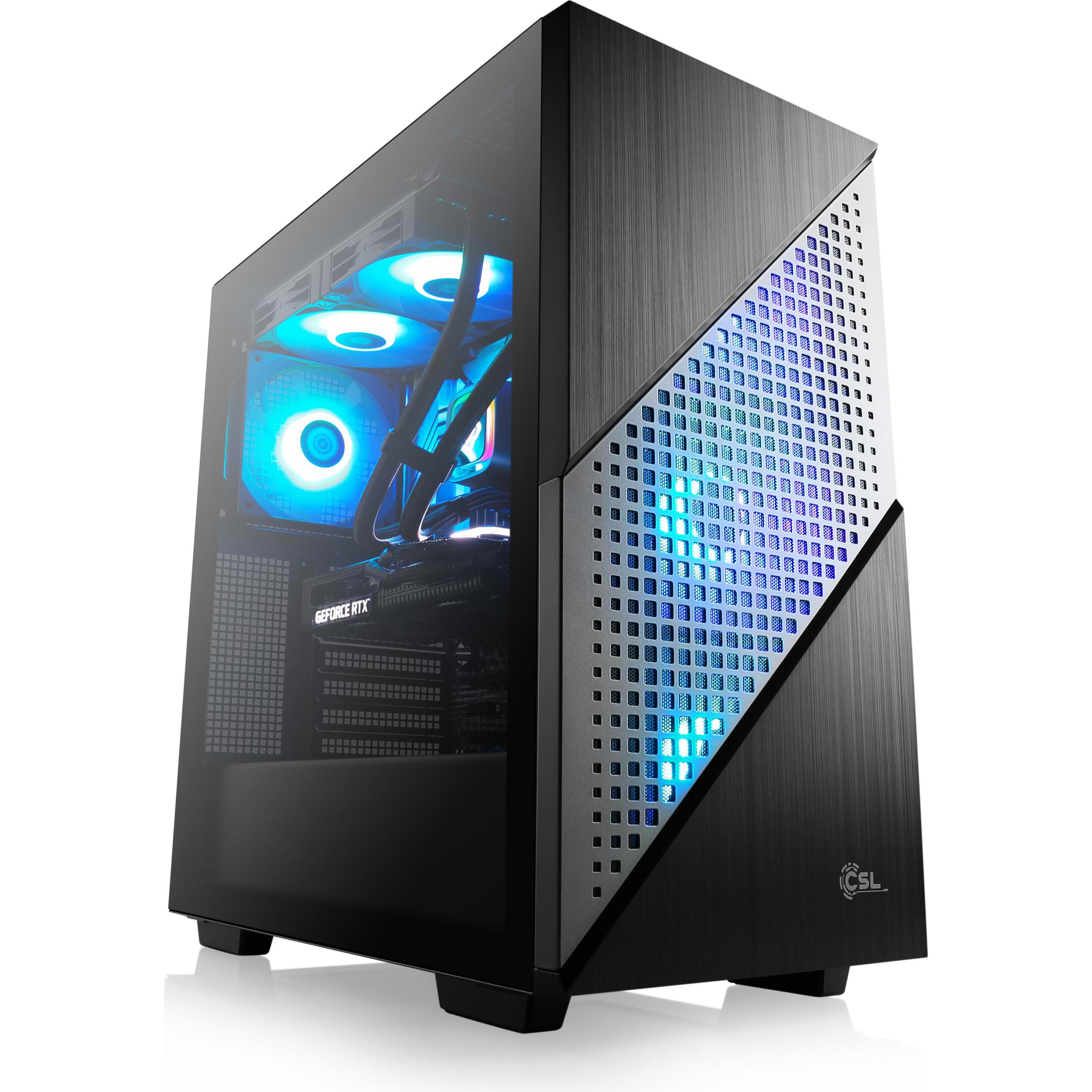 CSL Gaming PC M10100 (AMD Ryzen 7 7800X3D, 16 GB, 1000 GB, GeForce RTX 4070), PC, Schwarz