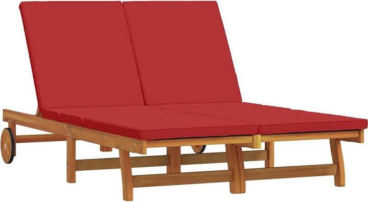 Produktbild VidaXL Doppel-Sonnenliege mit Rädern und Kissen aus stabilem Akazienholz (125 cm)