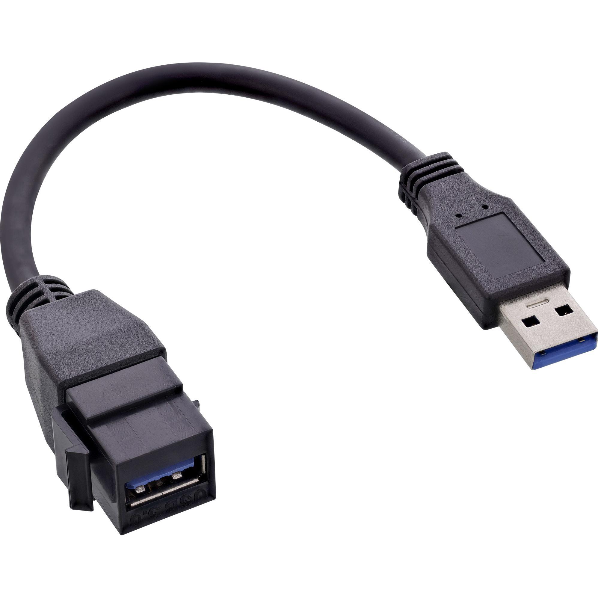 InLine  Cavo adattatore USB 3.2 Gen1, USB A maschio / Keystone femmina, 0.2m (0.20 m, USB 3.2 Gen 1), Cavo USB