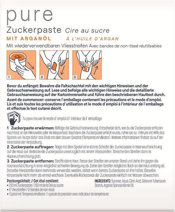 Nährwerte und Zutaten Veet Zuckerpaste (250 ml, 1 x, 440 g)