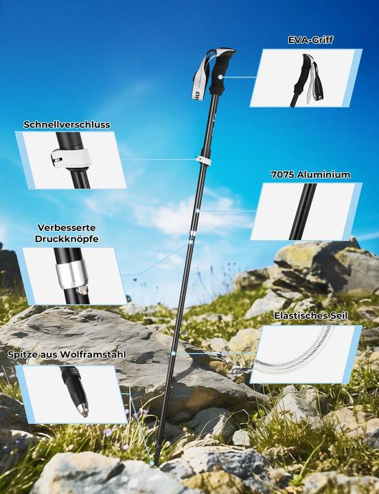 Actual product image Glymnis Längenverstellbare Trekkingstöcke (110 - 130 cm)
