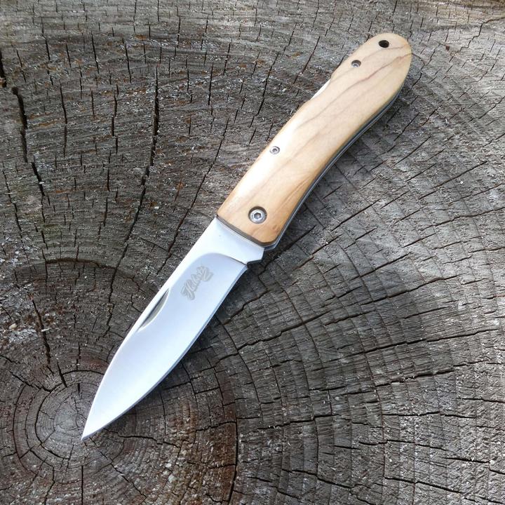 Image du produit Herbertz Couteau de poche Selection, acier AISI 440, inoxydable, bois d'olivier, cran d'arrêt, dragonne