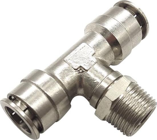 Produktbild RND T-Verschraubung, Edelstahl, 61mm, R1/4″, Gewindestift - Ø 12 mm, Steckanschluss (T-Verbindung)
