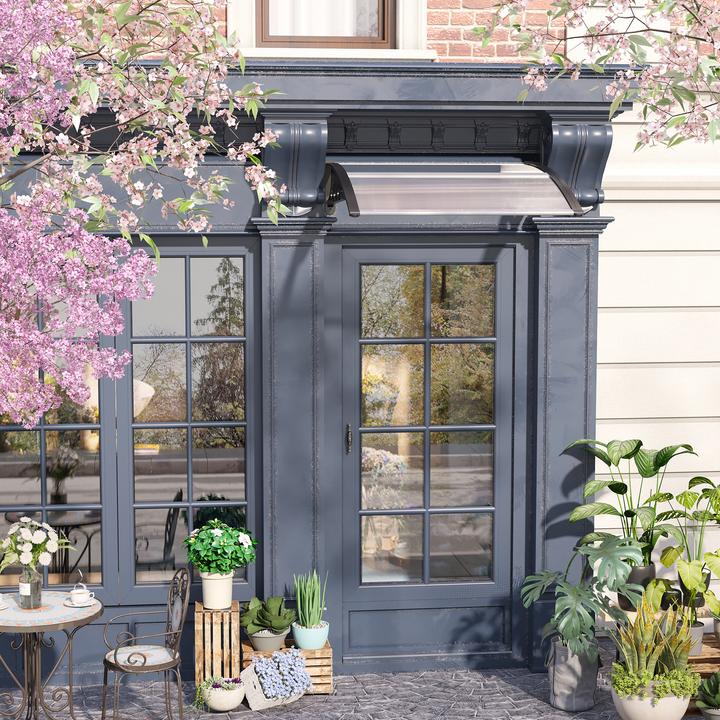 Actual product image Outsunny Pultvordach Polycarbonate, Aluminium Transparent+Schwarz